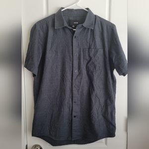Hurley Mens Shirt Small Gray Classic Fit Short Sleeve Button Up Front Pocket